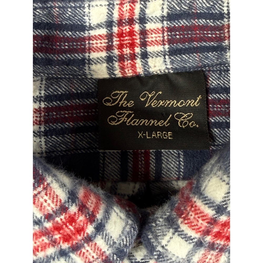 Vermont Flannel Co Shirt Mens XL Blue Red Plaid Excellent Heavy Cotton USA Made - Picture 4 of 9
